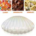 Veemoon Sea Shell Candy Boxes, 10pcs Sea Clam Favor Box Plastic Chocolate Container Seashell Jewelry Case Party Seashell Holder for Wedding Birthday Beach Party Decorations, White