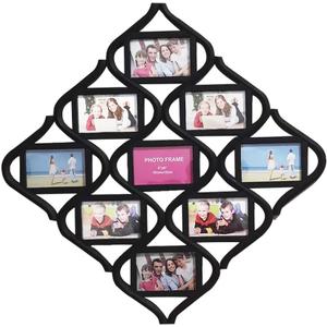 MKUN 4x6 Wall Photo Frame Collage - Diamond shaped Wall Hanging Picture Frame Collage, 9- Opening (Black)