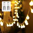 WERTIOO 2 Pack Battery Operated String Lights 33ft 100 LEDs Globe Fairy Lights with Remote Control for Outdoor/Indoor, Tent, Camping, Bedroom,Garden,Christmas Tree[8 Modes,Timer ] (Warm White)