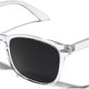 TIJN Polarized Sunglasses for Womens and Mens,Classic Square Frames Shades for UV Protection,Trendy Sunnies(Clear/Grey)
