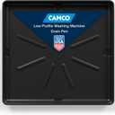 Camco Low Profile Washing Machine Drain Pan with PVC Fitting - 29 inch x 33 inch ID and 30.5 inch x 34.5 inch OD - Protects Your Floors from Washing Machine Leaks - Easy to Use - Graphite - 20784