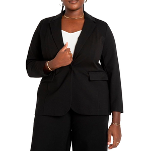 KIRUNDO Women's Plus Size The Ultimate Stretch Long One Button Blazer, Size XL