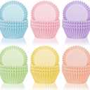 Whaline 300Pcs Colorful Cupcake Liners Pastel Color Cupcake Wrappers Baking Cup Light Pink Blue Purple Yellow Orange Green Muffin Liners for Spring Easter Baby Shower Gender Reveal Wedding Birthday