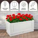 Large Planters for Outdoor Plants 2-Pack - 15.75x31.5in Rectangular Long Pots for Plants Outdoor Planters for Porch, Patio, Deck, Balcony, or Front Porch Decor by Pure Garden (White)