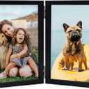 5x7 Double Picture Frame Vertical Wooden Hinged Photo Frame 2 Opening Folding Collage with Definition Glass, Black 2 Packs
