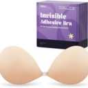 Invisible Strapless Sticky Bra Push up for Women, Ultra Adhesive Bra for Backless Dress, Cleavage Bra Lift Novelty Bras  Size: 32-34A/B