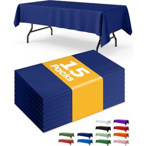 Niuara Navy Blue Plastic Table Cloth Rectangle Table 15 Pack, 54''108'' Tablecloth for Graduation Decorations Class of 2025, Table Cloth for Disposable Use, Table Cover for Holiday Party, Gathering