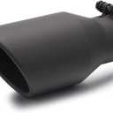 LCGP 2.5 Inch Inlet Exhaust Tip, 2.5" x 4" x 9"Black Exhaust Tailpipe Tip for Truck With Bolt On Design