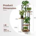 Bamworld Tall Plant Stand Indoor with Grow Light Corner Plant Stand for Indoor Plants 5 Tier Metal Wood Plant Shelf with Grow Lights for Living Room Bedroom Patio Garden Balcony Decor (Brown Oak plus)