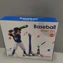 QDRAGON 2 in 1 T Ball Sets for Kids 3-5 5-8, Tee Ball Set with Automatic Pitching Machine/Adjustable Batting Bat & Stand/6 Balls, Baseball Toys Outdoor Sport for Toddlers Boys, Blue
