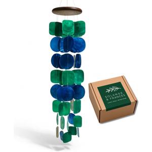 Solange & Frances Capiz Shells Wind Chimes for Outside. Patio Decor, Garden Decor Windchimes Outdoors. Unique Birthday Gifts for Women, Gift for Women Ideas (Peacock)