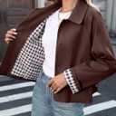 Womens Cropped Trench Coat Spring Fashion 2026 Winter Jackets Lightweight Outfit Single Breasted Trendy Outwear (Brown, M)