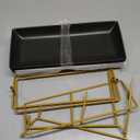 MALACASA 3 Tier Serving Trays for Party, 14 Inch Porcelain Black Trays for Serving Food, Dessert Stand with Collapsible Gold Metal Rack