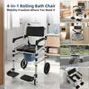 Extra-Tall Rolling Shower Wheelchair,Heavy-Duty Multifunction Commode Chair