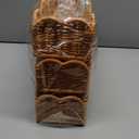 Pinkunn 3 Set Nursery Book Shelves Scalloped Rattan Wall Shelf 15.8 x 3.2 Inch Wall Mounted Plastic Floating Book Shelve, Hanging Boho Wicker Woven Shelf for Nursery Decor and Storage (Natural Wood)