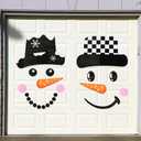 Flutesan Christmas Garage Door Decor Christmas Snowman Magnet Decor Snowman Face Garage Door Reflective Car Magnet Sticker Refrigerator(Cute Style)