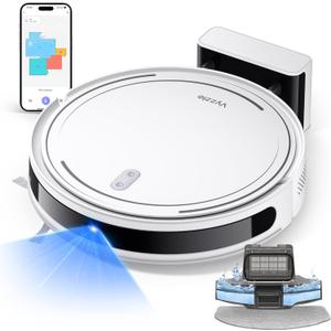 Vyzzle Robot Vacuum, 5000Pa Robot Vacuum and Mop, Smart Navigation, Ultra Slim Robot Vacuum Cleaner Self-Charging, Wi-Fi/App/Alexa Control, Ideal for Pet Hair, Hard Floor, Carpet (White)