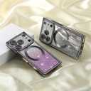 Misscase Magnetic Glitter Case for iPhone 17 Pro Max 6.9 Inch, Camera Protection, Compatible with MagSafe, Rectangle Cute Bling Sparkle Diamond Colorful Phone Cover, Drop-Tested & Shockproof-Purple