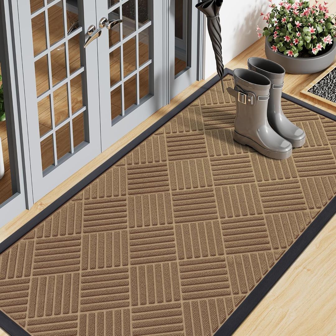 Smiry Front Door Mat Outside Entrance, Natural Rubber Doormat, 71x23 Inch