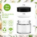 2 oz Small Glass Jars 24 Pack with Black Lids, Durable Clear Comestic Jars with Inner Liners for Creams, Lotions Crafts, DIY Skincare