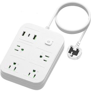 UK Adapters for Travel, UK Power Strip with 4 AC Outlets 1 USB C and 2 USB Ports, UK to US Plug Adapter Type G, UK Outlet Adapter for UK Ireland England Scotland Hong Kong Travel (3ft)