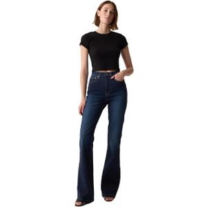 Gap Womens High Rise Flare Denim Jeans (29 Long, Dark Wash V2)