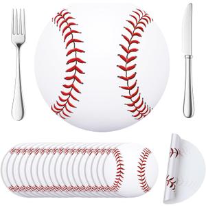 Yinder 50 Pieces 12 Inch Disposable Place Mats Sport Ball Birthday Party Decorations Supplies for Sports Party Favors(Baseball)