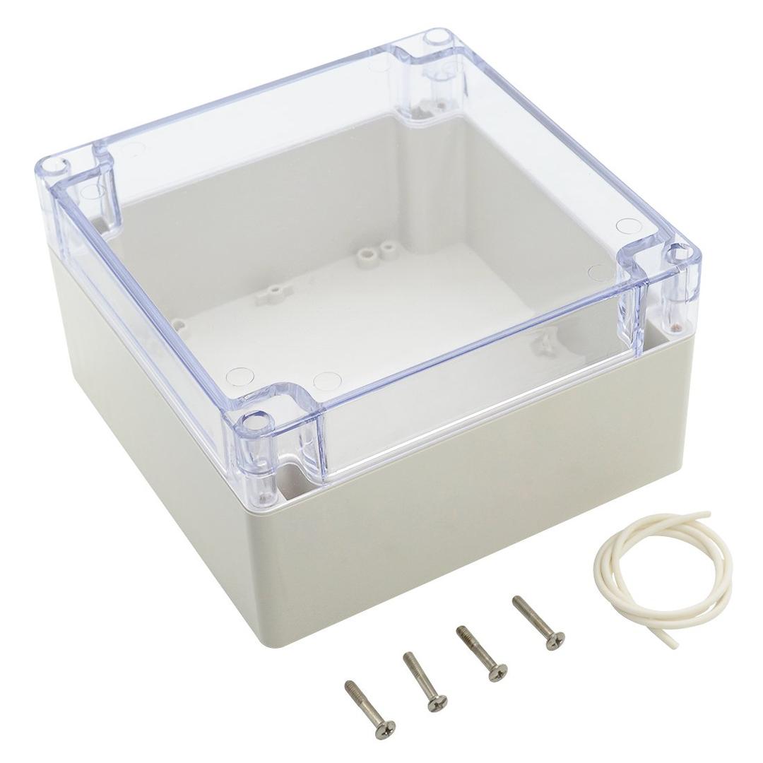 LeMotech ABS Plastic Junction Box Dustproof Waterproof IP65 Electrical Enclosure Box Universal Project Enclosure Grey with PC Transparent Clear Cover6.3 x6.3 x3.54 inch(160 x 160 x 90 mm)