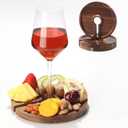 Mini Charcuterie Board with Wine Holder, Wine Glass Charcuterie Topper, Wine Gifts Accessories, Cheese Appetizer Plates for Wine Party Bars Restaurants, 7.1'' Set of 4, Acacia Wood