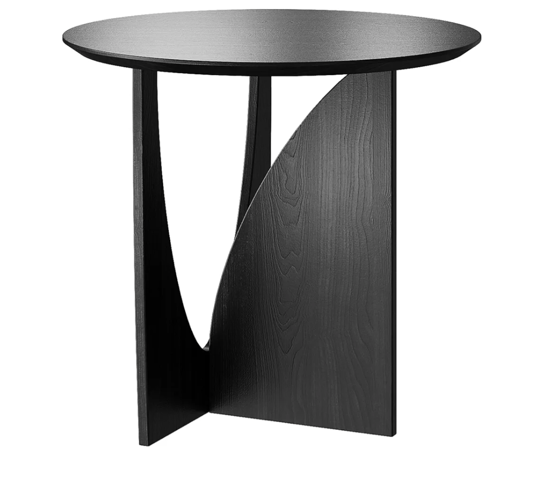 Round Side Table,Modern Aesthetic End Table with Oak Veneer,Wood Accent Table for Living Room, Bedroom (A, Black)