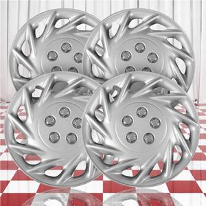 Set of 4 15" Metal Clip Retention Silver 11 Spoke Hubcaps