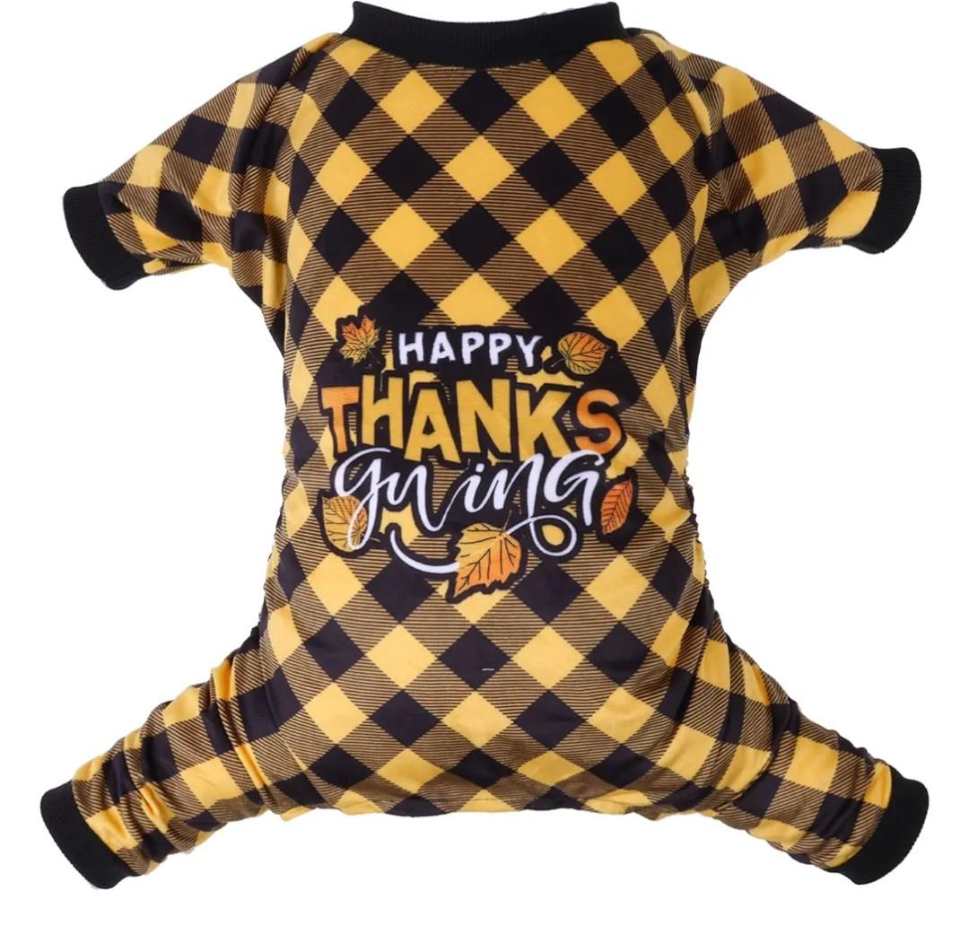 CuteBone Thanksgiving Dog Pajamas Costumes Pet Clothes Cat Apparel Shirt Winter Holiday Cute Pjs Outfits for Doggie Onesies, Size: Small