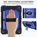 Case for iPad 9th/8th/7th Generation Case 10.2" InchShockproof Hard Cas Cover Compatible with iPad 9th/8th/7th Gen,360 Rotating Stand, Hand Strap, Shoulder Strap, Pencil Holder(Black+Blue)