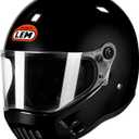 LEM Full Face Motorcycle Helmets, DOT Certified, Retro Motorcycle Helmet for Adult, Vintage Helmet, Lightweight Fiberglass Shell, for Cafe Racer, Cruising, City Commuting,(Gloss Black,Size L)