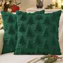 MIULEE Christmas Throw Pillow Covers Dark Green Christmas Decorations Set of 2 Xmas Tree 18x18 Pillow Covers Soft Plush Faux Wool Pillowcases Holiday Festivals Winter Home Decor Sofa Couch Bed Porch