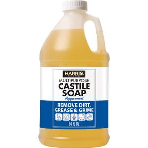HARRIS Multi-Purpose Pure Liquid Castile Soap for Home Cleaning, Multi-Purpose Cleaner, For Dish Soap, Laundry Detergent, Kitchen and Bathroom Surfaces, Kids Rooms, Scented with Peppermint Oil, 64 Oz