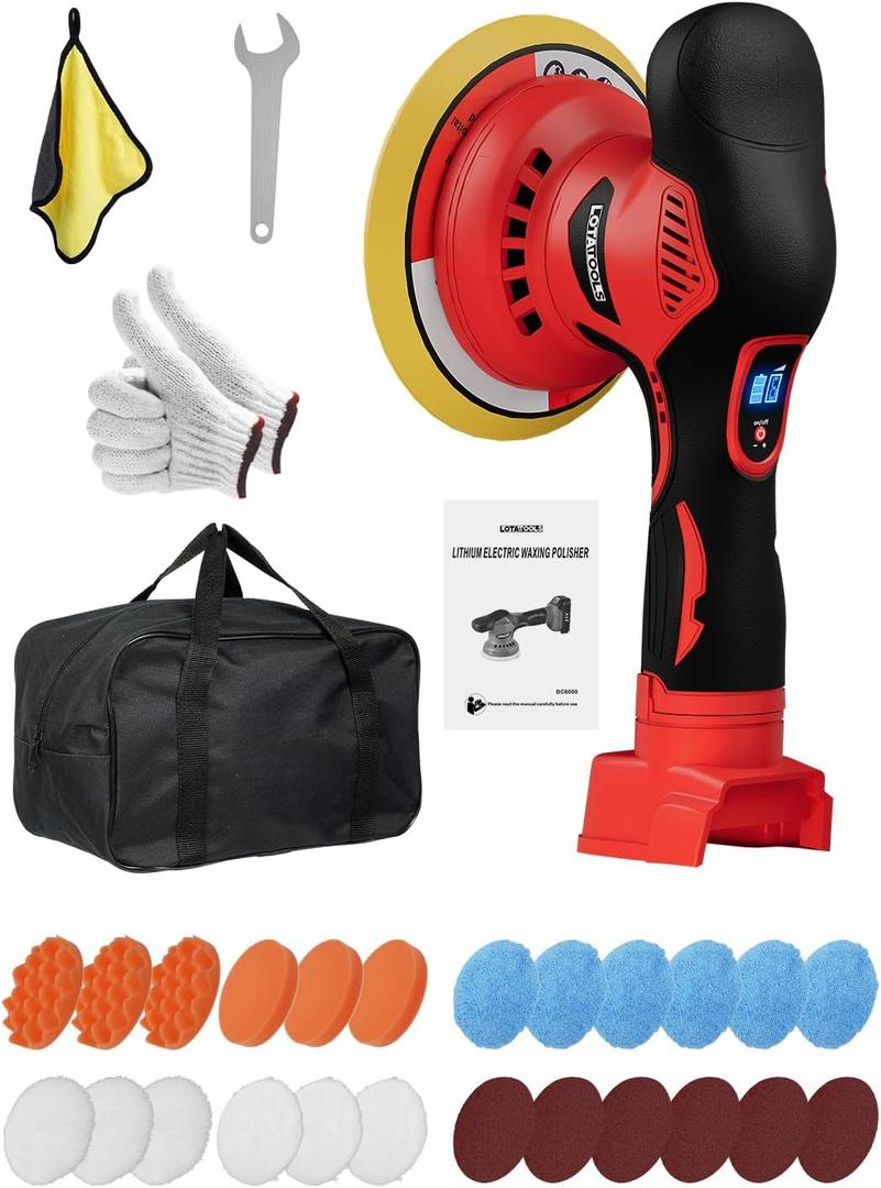 Cordless Car Polisher for Car Detailing Compatible for milwaukee 18V Battery, Power Polishers and Buffers Up To 5500Rpm, Orbital Buffer Cordless for Car with 6 Variable Speed -NO Battery