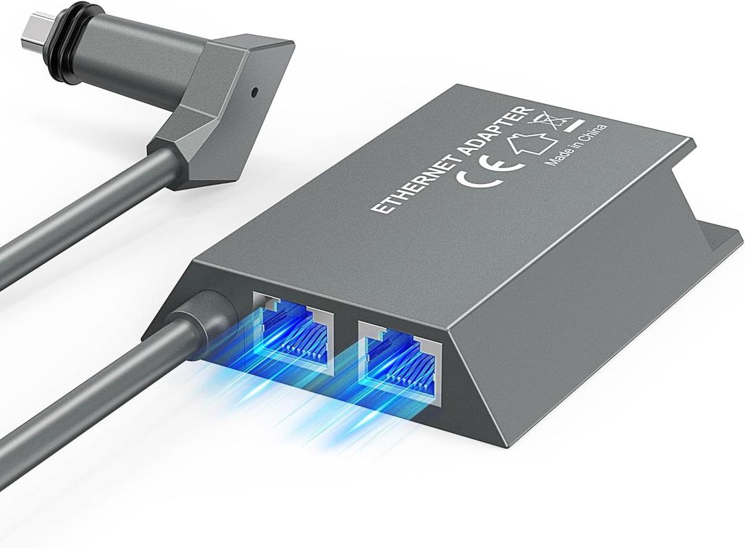 LUCMO Multi Ports Starlink Ethernet Adapter for Starlink Gen 2 Wired External Network, 2 Ports Starlink Ethernet Adapter 1 to 2 [2 Devices Networked Simultaneously] - Up to 1 Gbps