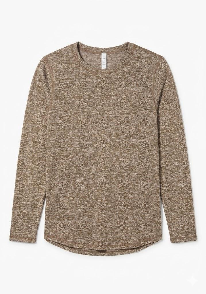 Women's Lightweight Long-Sleeve Crewneck T-Shirt, Soft Heathered Casual Pullover Top for Everyday Wear and Layering S
