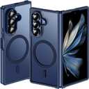 Hensinple for Samsung Galaxy Z Fold 7 Case Magnetic,Z Fold 7 Case [Compatible with MagSafe] Translucent Matte Military Grade Drop Proof Protection Shockproof Hard PC Rugged Phone Cover(Blue)
