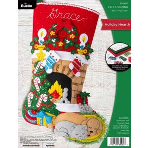 Bucilla Felt Applique 18" Stocking Making Kit, Holiday Hearth, Perfect for DIY Arts and Crafts, 89486E Bucilla Felt Applique 18" Stocking Making Kit, Holiday Hearth, Perfect for DIY Arts and Crafts, 89486E