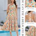 DRESSTELLS Womens Spring Floral Maxi Dress 2026 Casual Halter Vacation A-line Tiered Flowy Boho Summer Dresses (Orange, S)