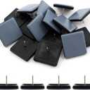 16pcs 1-1/2" (38mm) Nail on Furniture Sliders, Square Teflon Chair Feet Glides, Furniture Feet Glides Chair Leg Floor Protectors, Moving Sliders for Carpet, Cupboard (Grey, Black)
