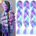 Ombre 4 Colors Mix Braiding Hair 3pcs Extensions Jumbo Hair Rainbow Color Colorful Twist Braid wigs Dreadlocks ( Pink /Purple/Green/Blue/ Light Cyan) (Lot 24Inch)