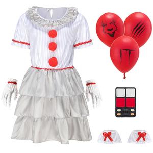 Cabeny Kids Clown Costume Dress for Girls Halloween Costume Creepy Dress for Horror Movie Cosplay CA012XS No Size