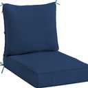 Sundale Outdoor Olefin Deep Seat Cushion, Patio Chair Cushion and Pillow, Water-Resistant Sectional Sofa Pad with Straps Dark Blue, 24 x 24 x 4 Inches