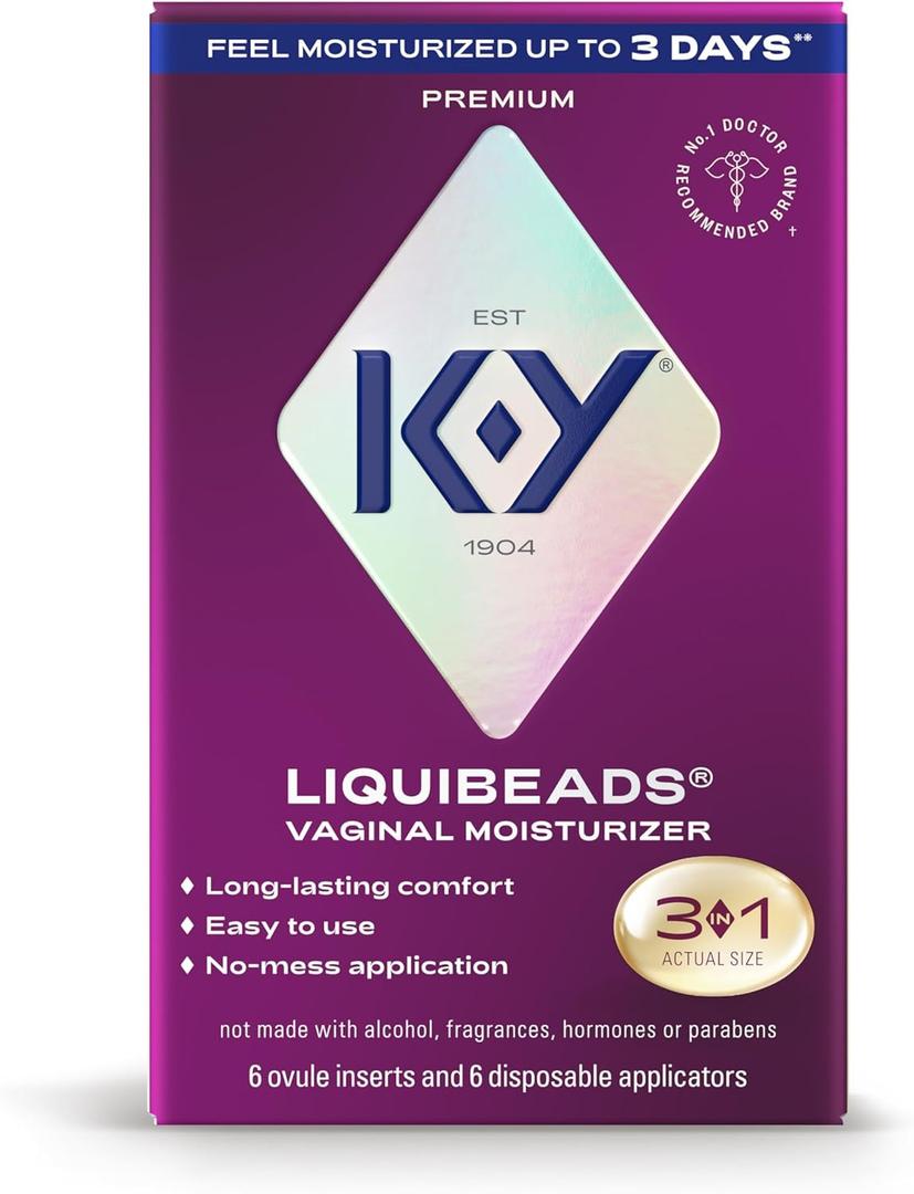 K-Y Personal Lubricant, Liquibeads Vaginal Moisturizer, 6 Bead Inserts and 6 Applicators to Supplement a Woman's Natural Moisture for Comfort and Sex K-Y Personal Lubricant, Liquibeads Vaginal Moisturizer, 6 Bead Inserts and 6 Applicators to Supplement a Woman's Natural Moisture for Comfort and Sex