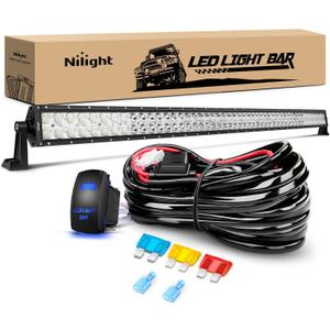 Nilight 52Inch 300W Spot Flood Combo Led Light Bar Off Road Driving Lights Boat Lights Fog Light 12V On/Off 5 Pin Rocker Switch Power 14AWG Wiring Harness Kit-1 Lead for Trucks