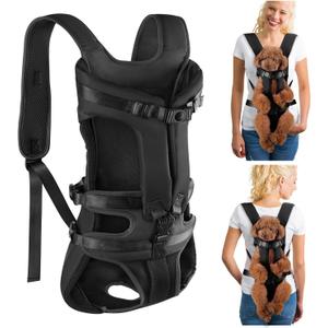 Lukovee Dog Backpack Carrier, Legs Out Easy-fit Dog Front Carrier for Small Medium Dogs,Adjustable Hands Free Dog Chest Carrier for Hiking Cycling (Black,X-Large)
