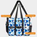 TOPDesign Utility Water Resistant Tote Bag with 22 Pockets, Top Zipper Closure & Thick Bottom Support, for Working Women